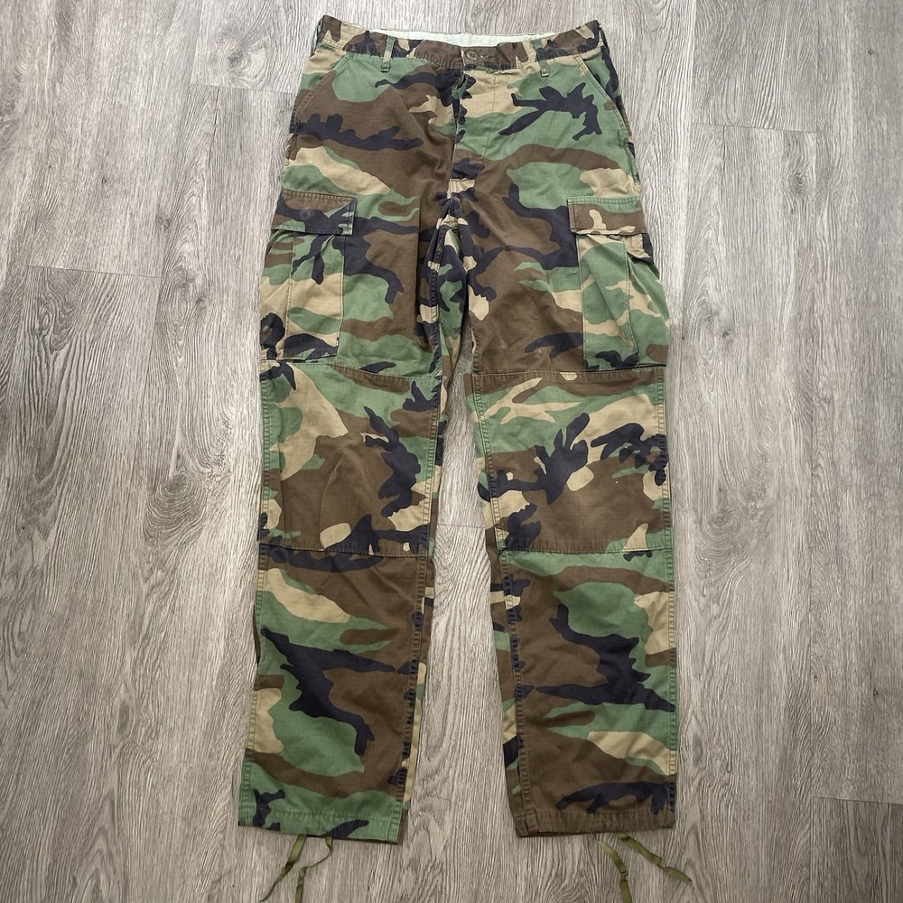 VTG US Army BDU Pants Mens Medium Long Woodland Camo Cargo Button Fly 00s